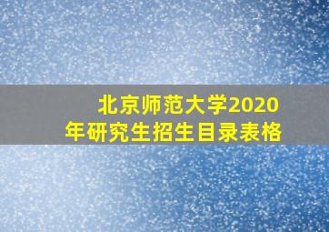 北京师范大学2020年研究生招生目录表格