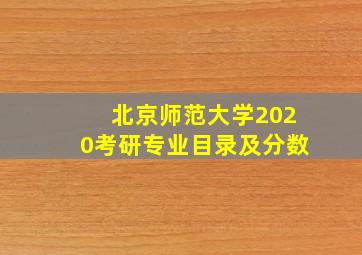 北京师范大学2020考研专业目录及分数