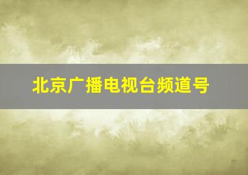 北京广播电视台频道号