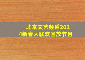 北京文艺频道2024新春大联欢回放节目