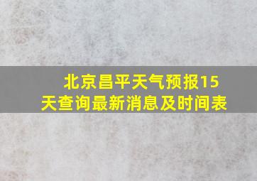 北京昌平天气预报15天查询最新消息及时间表