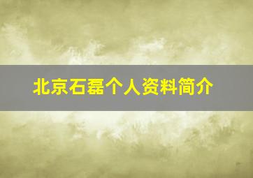 北京石磊个人资料简介