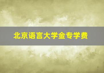 北京语言大学金专学费