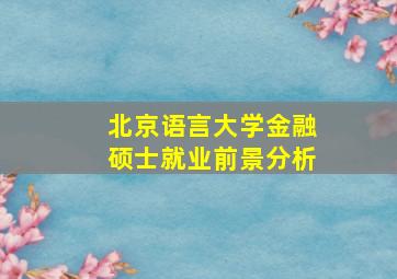 北京语言大学金融硕士就业前景分析