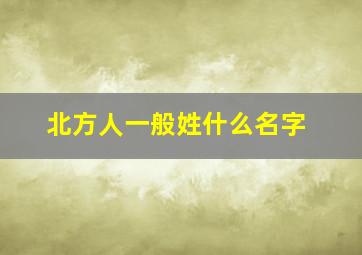 北方人一般姓什么名字