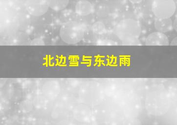 北边雪与东边雨