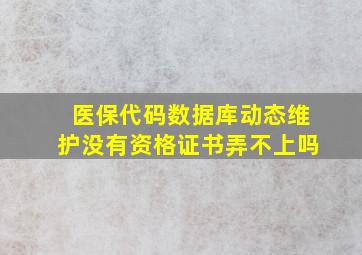 医保代码数据库动态维护没有资格证书弄不上吗