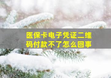 医保卡电子凭证二维码付款不了怎么回事