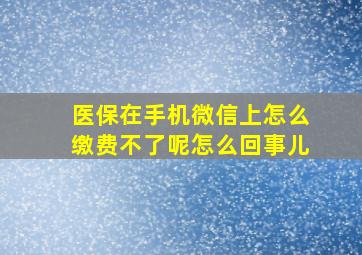 医保在手机微信上怎么缴费不了呢怎么回事儿