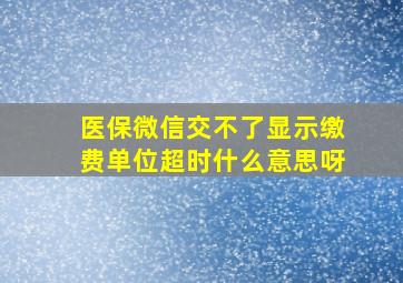 医保微信交不了显示缴费单位超时什么意思呀