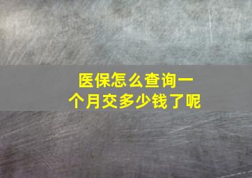 医保怎么查询一个月交多少钱了呢