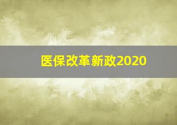 医保改革新政2020