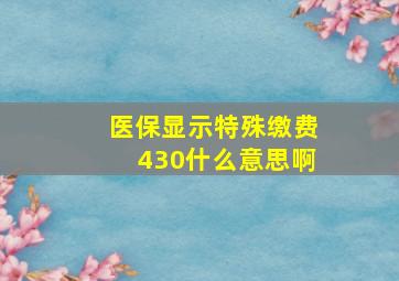 医保显示特殊缴费430什么意思啊