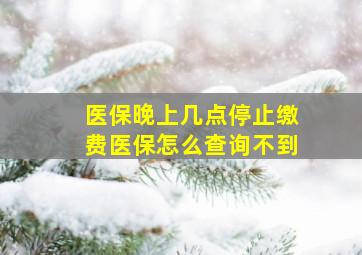 医保晚上几点停止缴费医保怎么查询不到