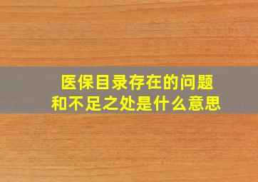 医保目录存在的问题和不足之处是什么意思