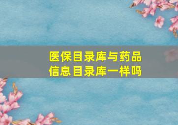 医保目录库与药品信息目录库一样吗