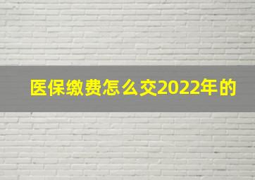 医保缴费怎么交2022年的