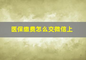 医保缴费怎么交微信上