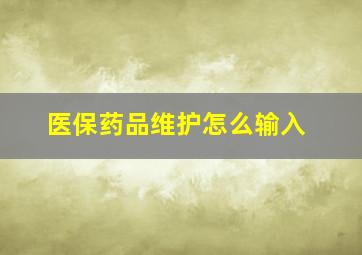 医保药品维护怎么输入