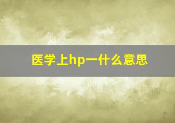 医学上hp一什么意思