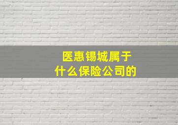 医惠锡城属于什么保险公司的