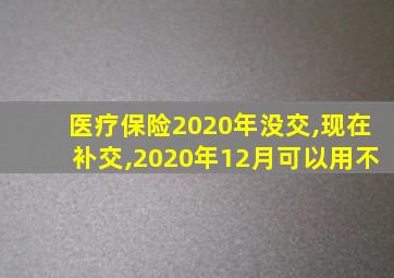 医疗保险2020年没交,现在补交,2020年12月可以用不