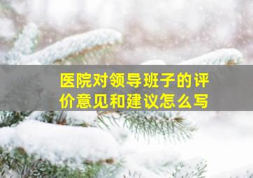 医院对领导班子的评价意见和建议怎么写