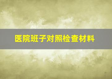 医院班子对照检查材料