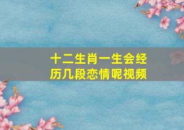 十二生肖一生会经历几段恋情呢视频