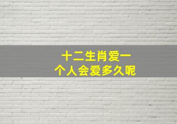 十二生肖爱一个人会爱多久呢