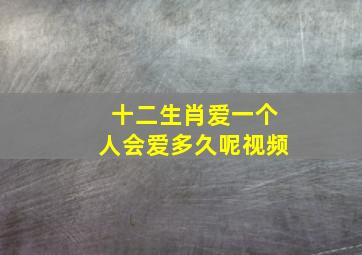 十二生肖爱一个人会爱多久呢视频