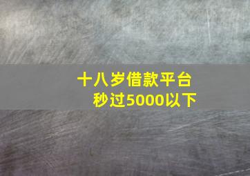 十八岁借款平台秒过5000以下