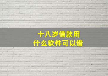 十八岁借款用什么软件可以借