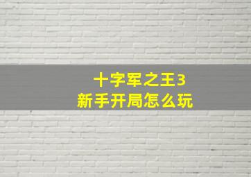 十字军之王3新手开局怎么玩