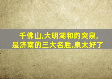 千佛山,大明湖和趵突泉,是济南的三大名胜,泉太好了