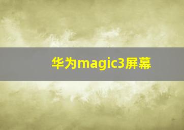 华为magic3屏幕