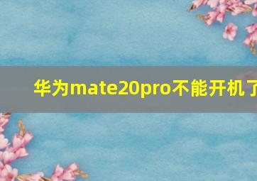 华为mate20pro不能开机了