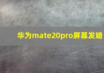 华为mate20pro屏幕发暗