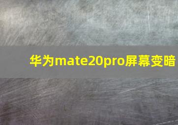 华为mate20pro屏幕变暗