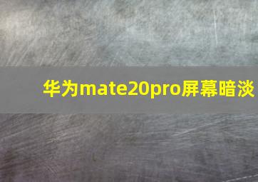 华为mate20pro屏幕暗淡