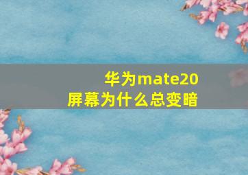 华为mate20屏幕为什么总变暗