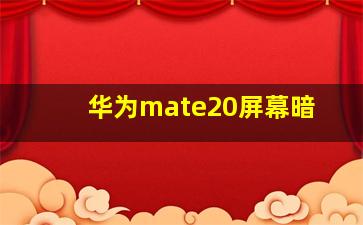 华为mate20屏幕暗