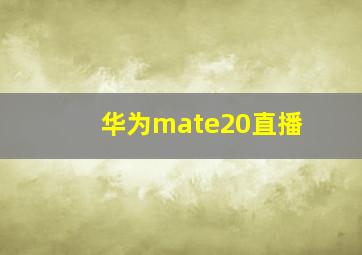 华为mate20直播