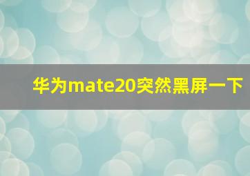 华为mate20突然黑屏一下