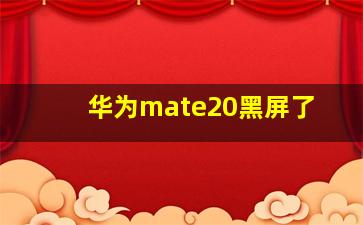 华为mate20黑屏了