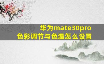 华为mate30pro色彩调节与色温怎么设置