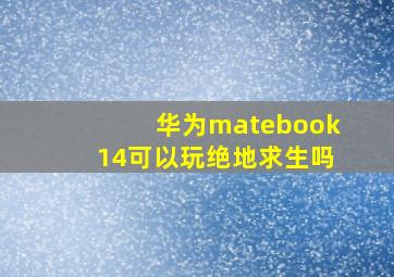 华为matebook14可以玩绝地求生吗