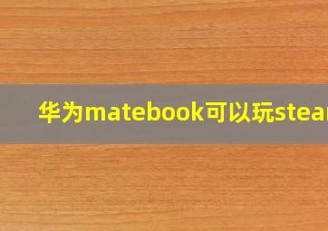 华为matebook可以玩steam吗