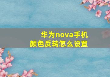 华为nova手机颜色反转怎么设置