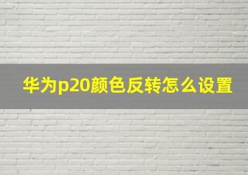 华为p20颜色反转怎么设置